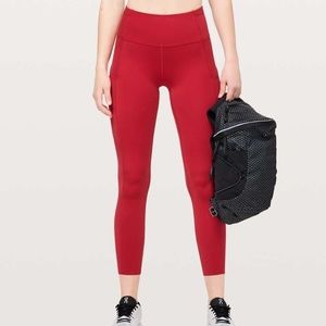 Lululemon fast and free 7/8 tight high rise tight in dark red